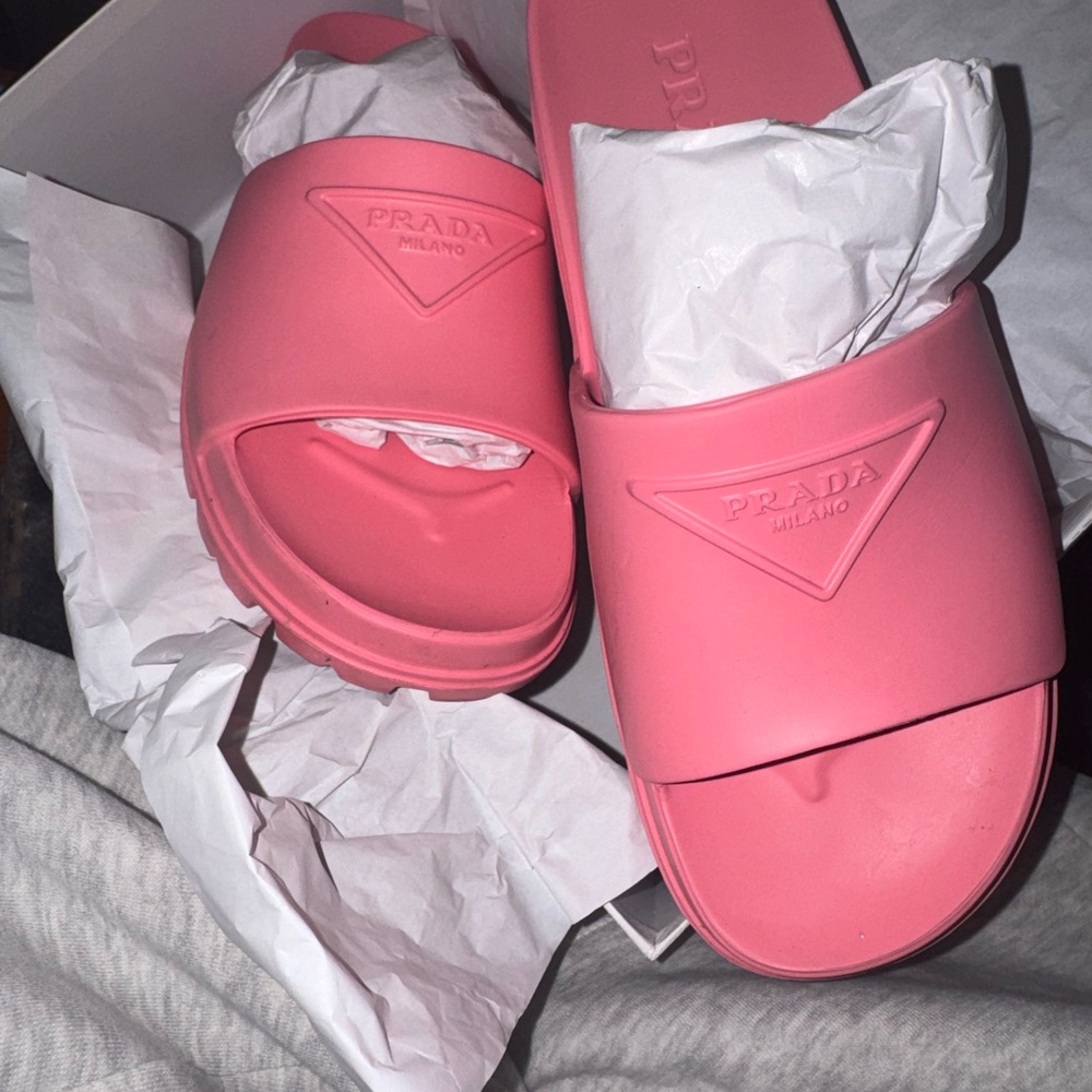 Prada Women's Vibrant Pink Slide Sandals